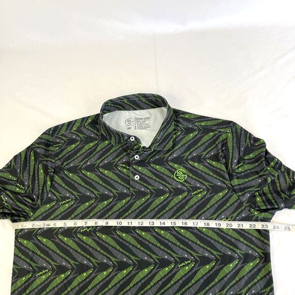 Googan Squad Polo SS Shirt Men's Large Gray Green Fishing Lure Active Stretch - Picture 5 of 6